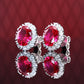 Only 1 pair Micro-setting ruby color Lab created stones Diana earrings, sterling silver.