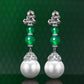 Micro-setting lab created stones White shell pearls dangle earrings, sterling silver