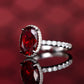 Micro-setting Ruby color Lab created stones Pigeon egg shape ring sterling silver