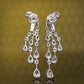 Micro-setting Yellow and white diamonds color Lab created stones teardrop earrings, sterling silver