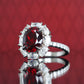 Promotional design Micro-setting Ruby color Lab created stones Diana ring, sterling silver.  (5 carat)