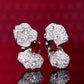 Special Offer Micro-setting ruby-pink-white color Lab created stones artistic butterflies' earrings, sterling silver.