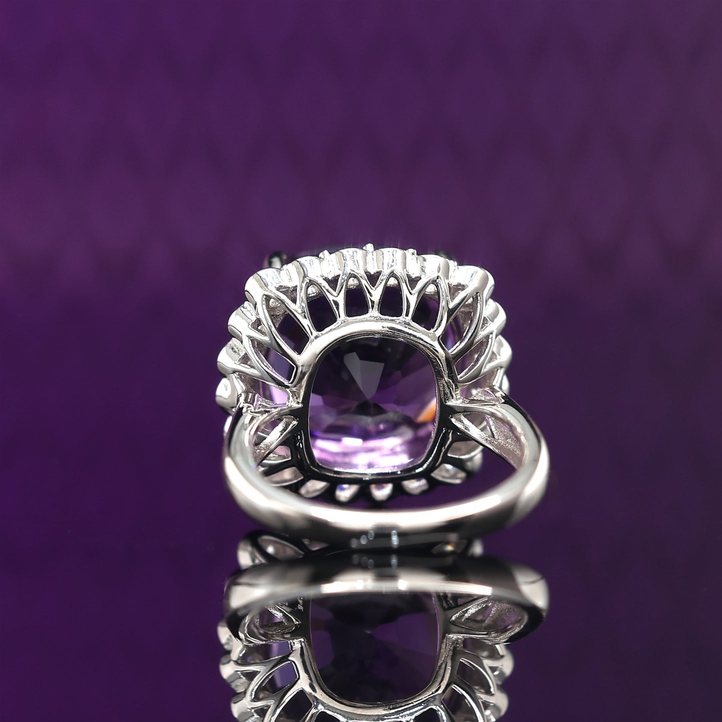 Special offer Micro-setting Purple diamond color Lab created stones cocktail ring, sterling silver