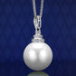 Micro-setting lab created stones White Shell Pearl Classic necklace, sterling silver