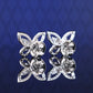 Micro-setting Lab created stones butterflies hollowed-out ear studs, sterling silver