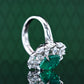 Micro-setting Emerald color and marquise Lab created stones square shape 4 prong ring, sterling silver