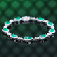 Micro-setting Emerald color Lab created stones fully studded waterdrop bracelet, sterling silver