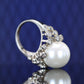 Micro-Fassung im Labor erstellte Steine ​​White Shell Pearl Ring，Sterlingsilber