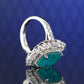 Special offer Micro-setting Paraiba color Lab created stones luxurious rectangular ring, sterling silver