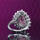 Bague en forme de larme fantaisie avec diamants roses couleur micro-sertis, argent sterling