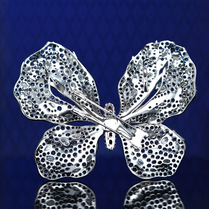 Couleurs mélangées détaillées micro-serties Pierres créées en laboratoire Broche Aurore, argent sterling