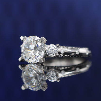 Micro-setting Lab created stones gravity ring, sterling silver .(3 carat)