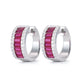 Micro-setting Ruby color invisible setting Lab created stones mordern ear loops, sterling silver