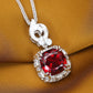 Promotion design：Micro-setting Ruby color Square-shape Birds paying homage to the phoenix necklace, sterling silver