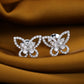 Micro-setting Lab created stones butterflies hollowed-out ear studs, sterling silver