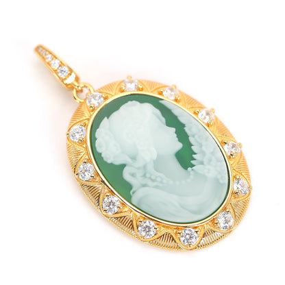 Cameo agate collection: Handcrafted "Eternal Queen" detailed Pendant