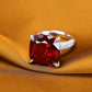 Micro-setting Ruby color Lab created stones Athens ring, sterling silver