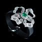 Micro-setting Emerald color Lab created stones artistic Multipurpose Time flower brooch and belt bracelet, sterling silver.