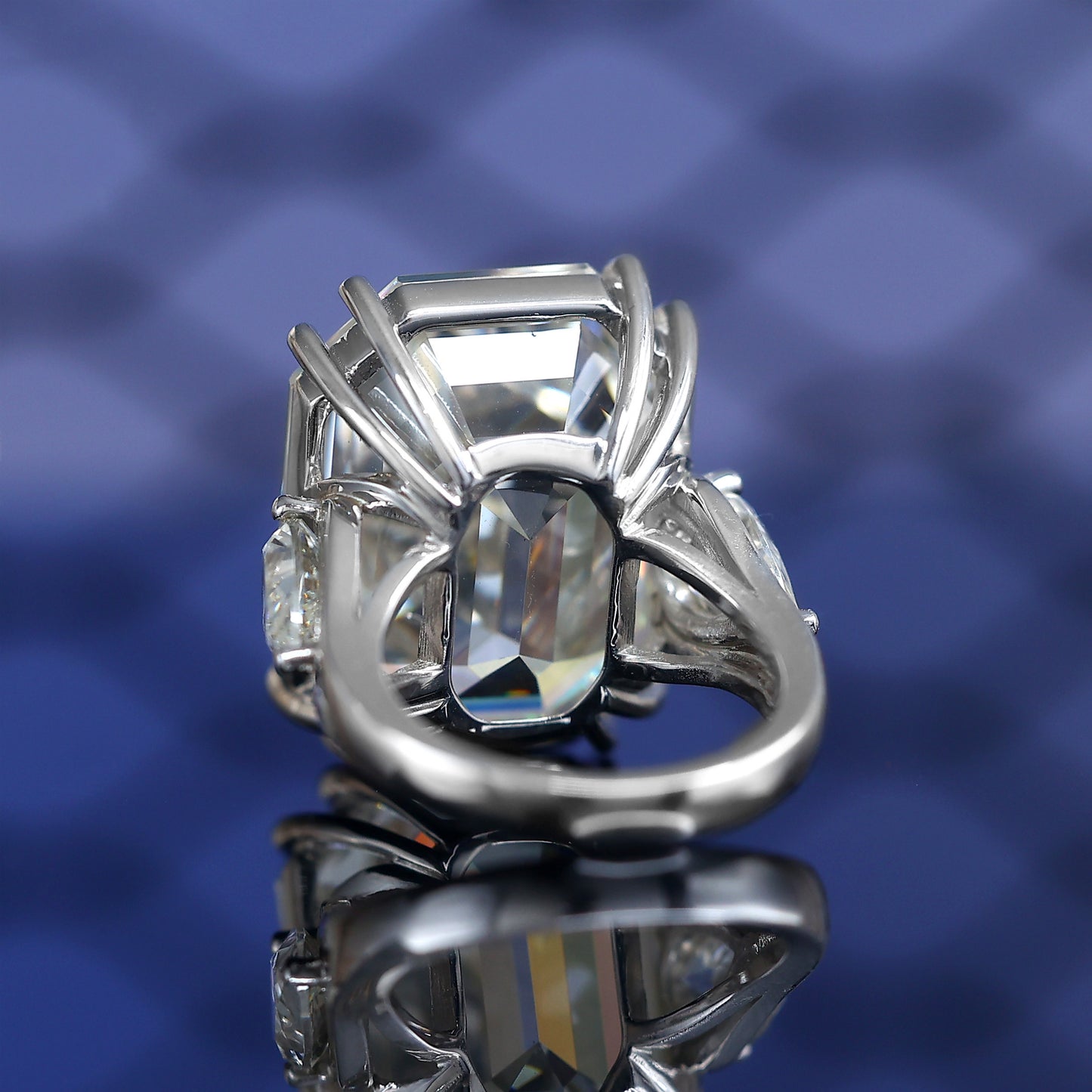 Micro-setting Emerald cut Lab created stones Dream of stars ring sterling silver. (50 carat)