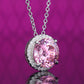 Micro-setting Pink diamond color Firework cut Lab created stones round shape necklace, sterling silver, (5 carat)