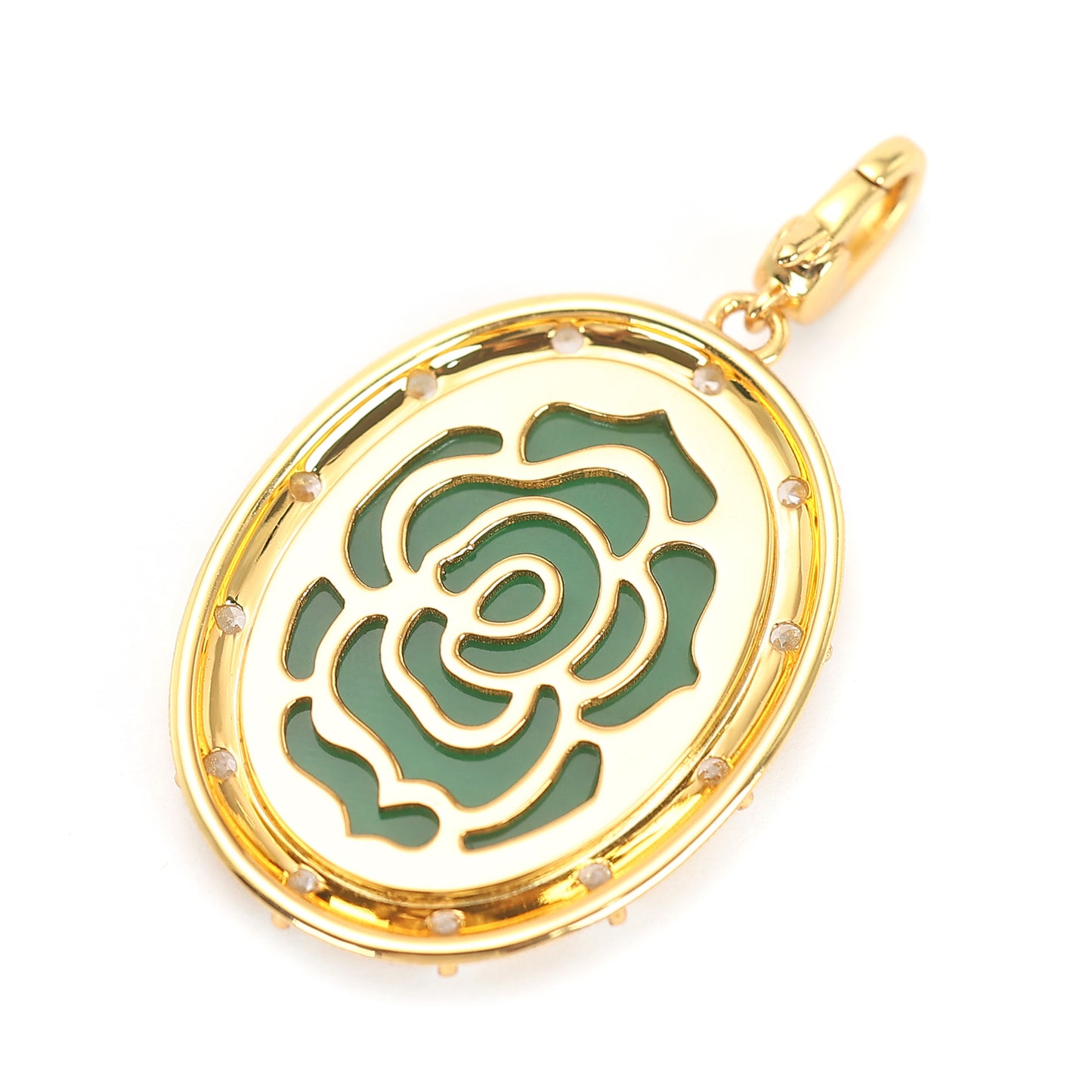 Fancy detailed Cameo agate princess pendant, sterling silver. 18K yellow gold plating