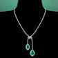 Micro-setting Emerald color Lab created stones 2  Drops tennis chain necklace, sterling silver