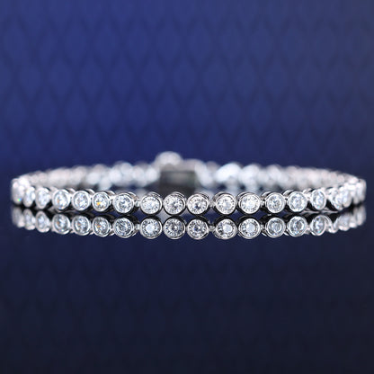 Bezel-setting Lab created stones fully studded Bubble chain bracelet, sterling silver