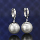 Micro-setting lab created stones Light grey Shell Pearl Classic earrings, sterling silver