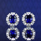 Promotional design Micro-setting Sapphire color lab created stones oval shape diana earrings, sterling silver
