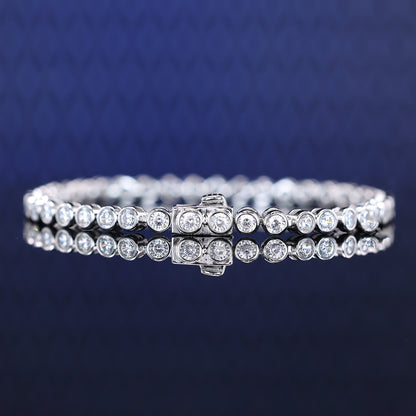 Bezel-setting Lab created stones fully studded Bubble chain bracelet, sterling silver