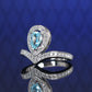 Promotional design Micro-setting Aquamarine color Lab created stones crown ring, sterling silver.