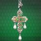 Édition limitéeMicro-serti diamant vert couleur laboratoire pierres créées Knot cross retro drop perle Pendentif, argent sterling 