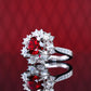 Micro-setting Ruby color irregular detailed ring, sterling silver