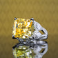 Micro-setting Yellow diamond color Lab created stones treasure ring, sterling silver. (20 carat)