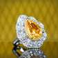 Micro-setting Yellow diamond color Lab created stones fancy ring, sterling silver