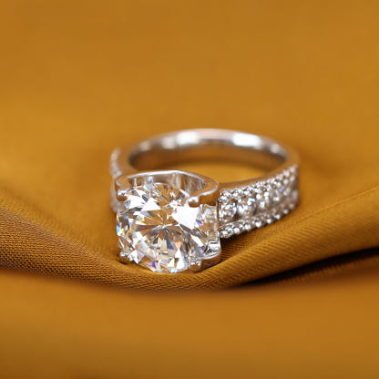 Micro-setting lab created stones OX ring, sterling silver. (5 carat)