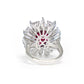 Micro-setting Oval ruby color Lab created stones Ice and snow flower ring, sterling silver（8.6 carat）