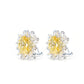 Boucles d'oreilles Tournesol fantaisie couleur jaune forme Ovale micro-serti, argent massif