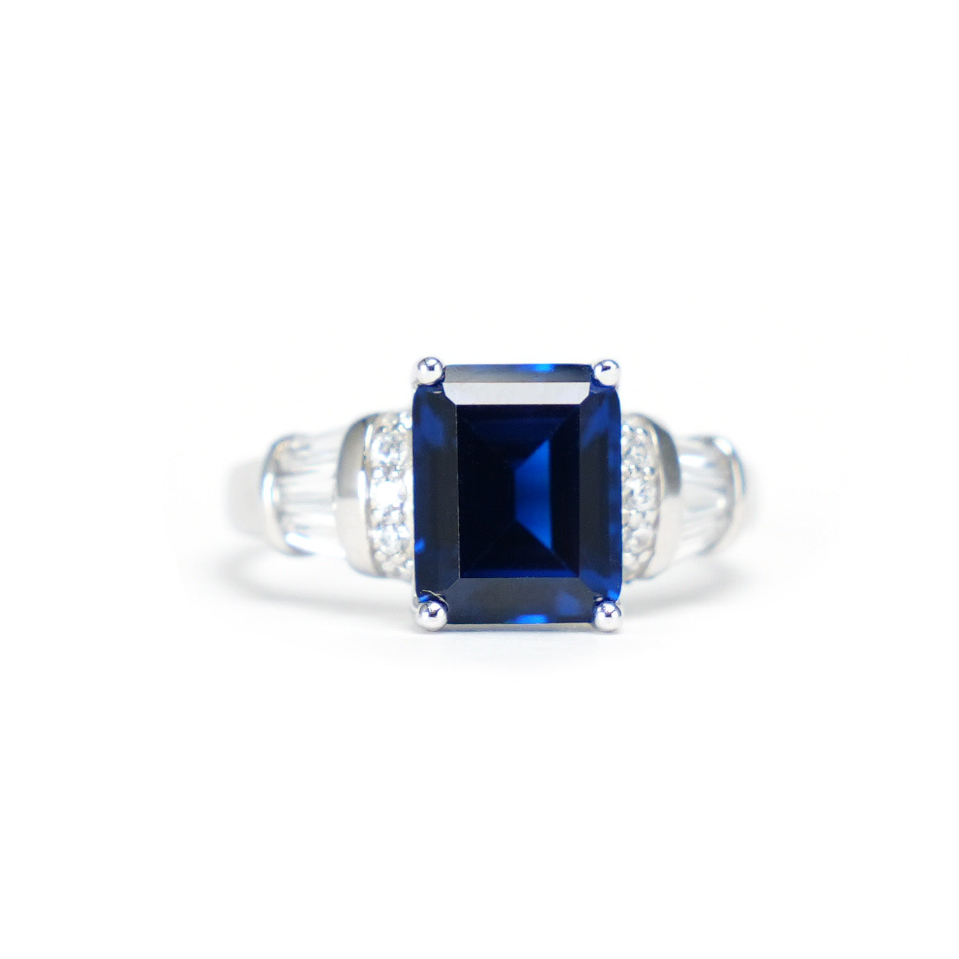 Micro-setting sapphire color emerald-cutting Lab created stones elegan ...