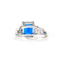 Micro-setting sapphire color emerald-cutting Lab created stones elegant ring,  sterling silver