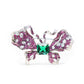 Customized Micro-setting emerald mixed color Lab created stones butterfly brooch, sterling silver