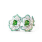 Micro-setting Tsavorite color Lab created stones fancy square rose cut clip earrings