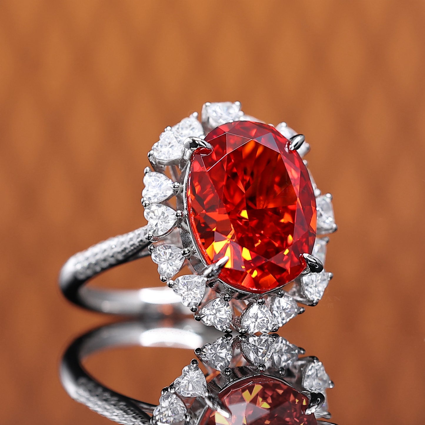 Micro-serti foncé Fanta couleur Lab a créé des pierres fantaisie Pigeon anneau d'oeuf, argent sterling. (15 carats)