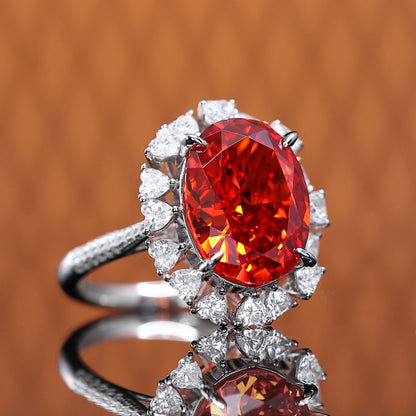 Micro-serti foncé Fanta couleur Lab a créé des pierres fantaisie Pigeon anneau d'oeuf, argent sterling. (15 carats)