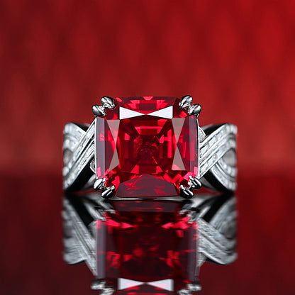 Micro-setting Ruby color Time goes by ring, sterling silver