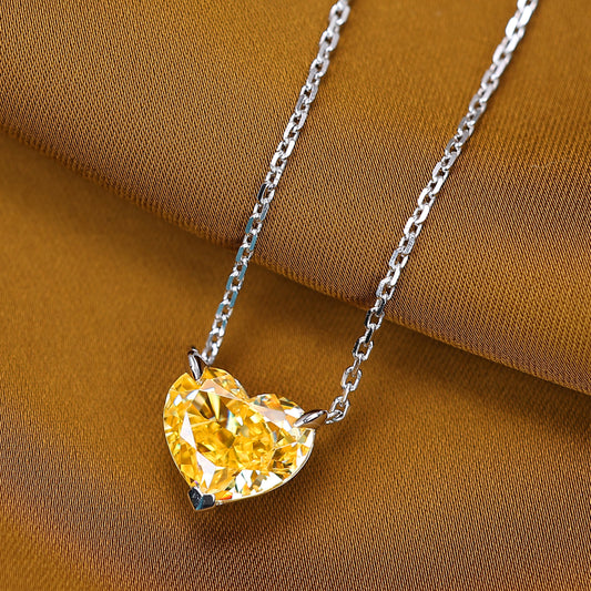 Promotion design：Vivid yellow diamond color heart shape necklace