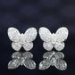 Micro-setting Lab created stones butterflies ear studs, sterling silver