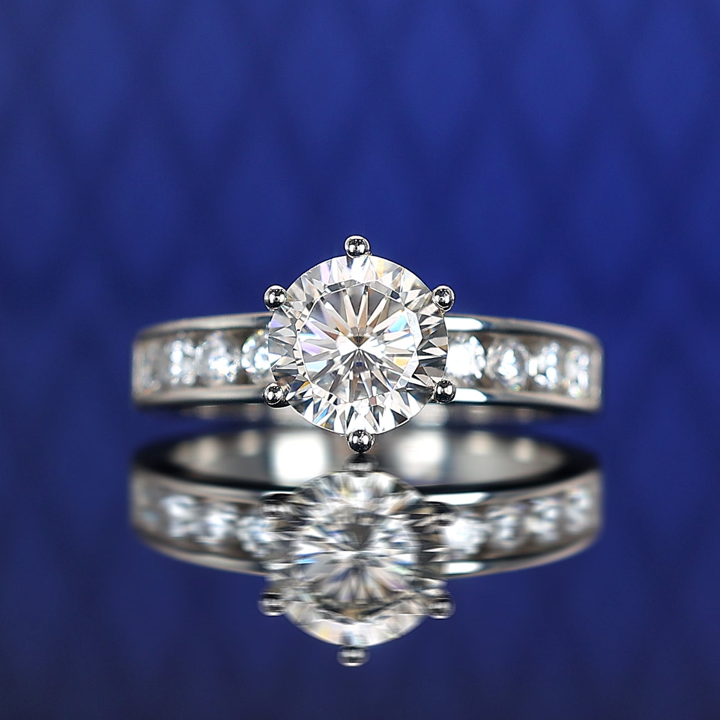 Micro-setting Clear diamond color Lab created stones Star wish ring, sterling silver