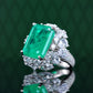 Special offer Micro-setting Emerald color Lab created stones green garden ring, sterling silver