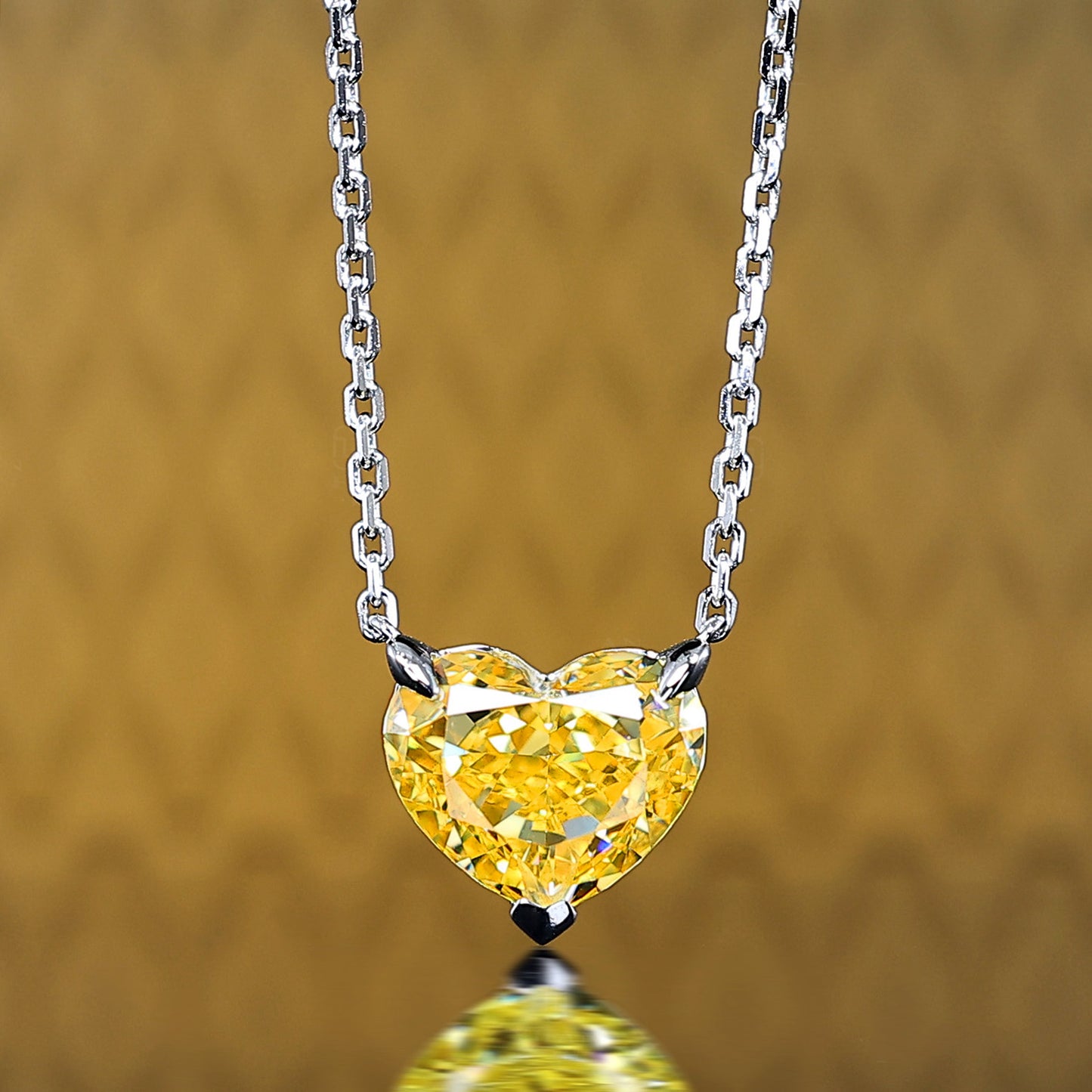 Promotion design：Vivid yellow diamond color heart shape necklace